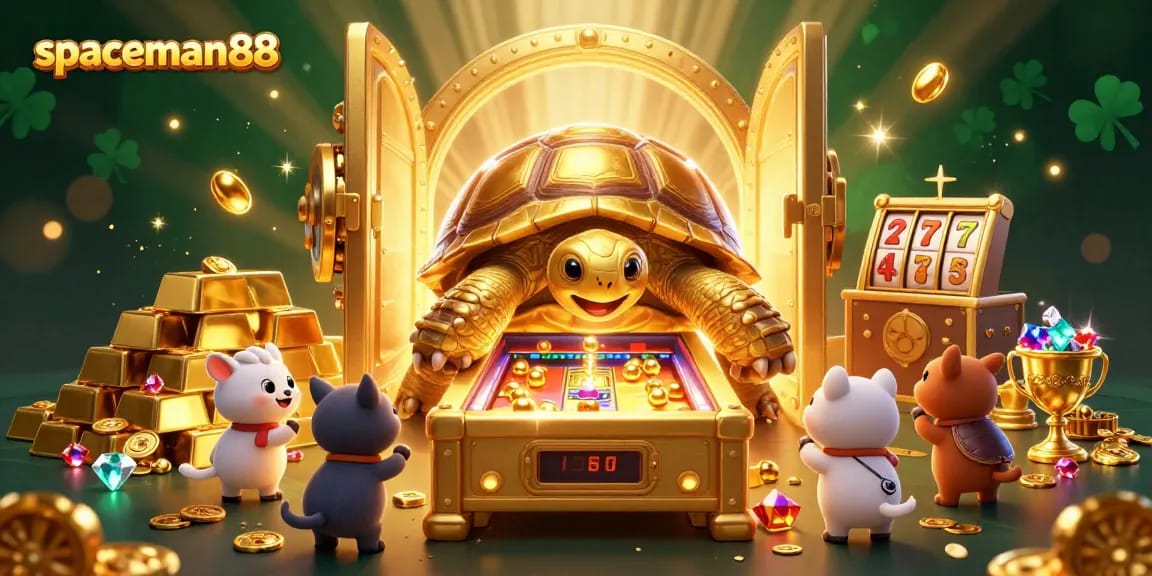 Engage with spaceman88 as lively golden tortoise entertains with casino fun.
