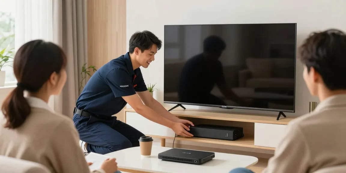 British IPTV installation by a trusted local service provider in a modern home.