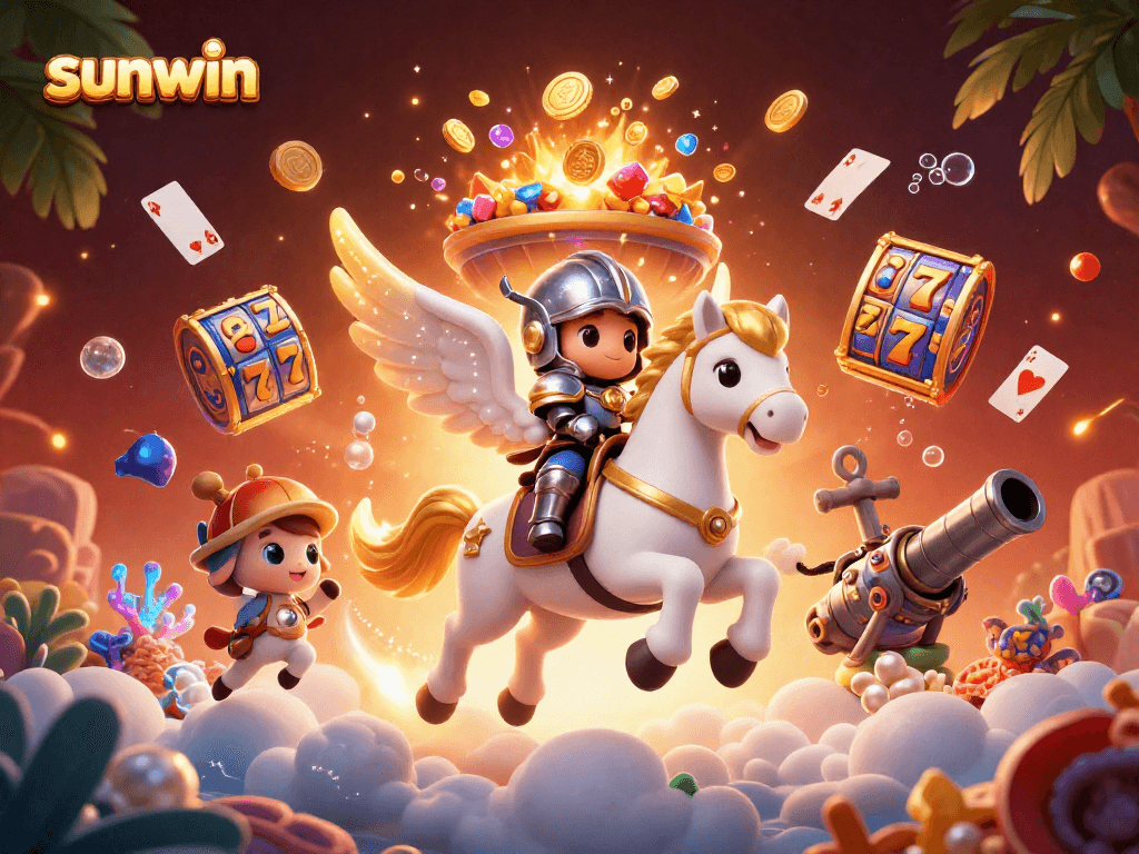 Experience thrilling gameplay with sunwin's vibrant slots and spectacular rewards in this 3D casino illustration.