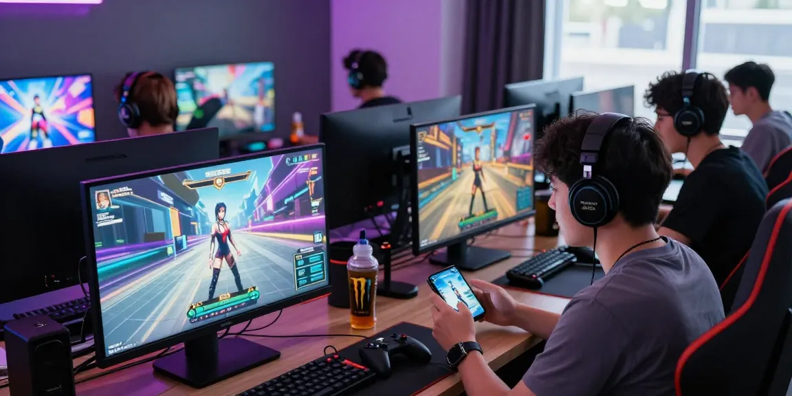 Playing hentai games in a vibrant gaming setup, showcasing immersive graphics and interactive play.