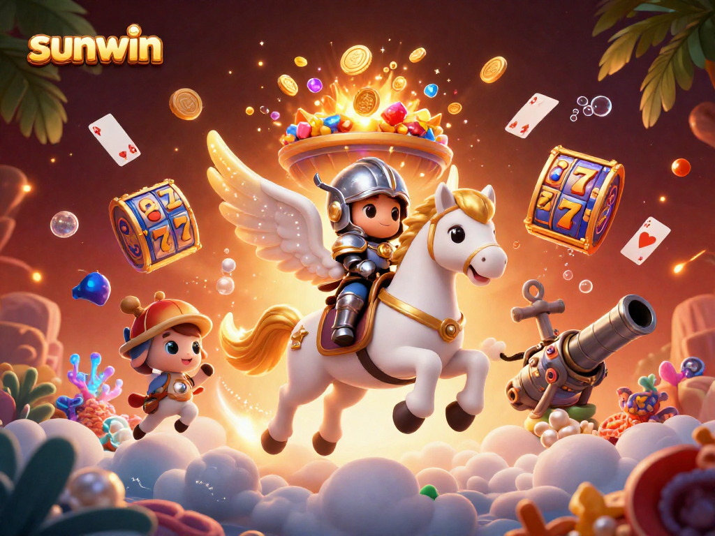 Experience thrilling gameplay with sunwin's vibrant slots and spectacular rewards in this 3D casino illustration.