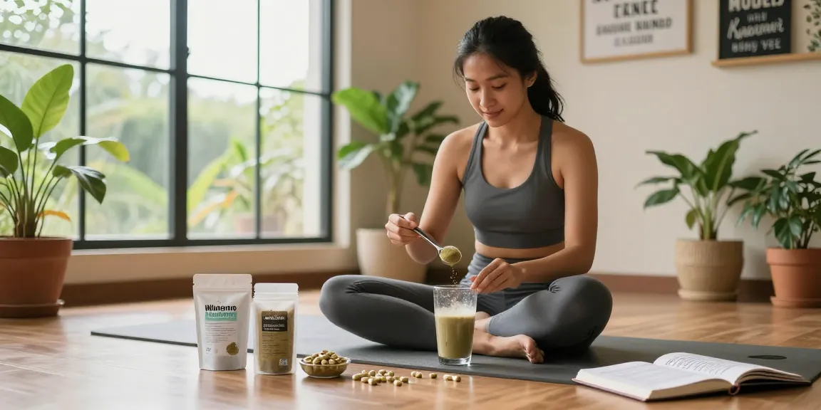 Happy Go Leafy showcasing White Borneo Kratom Powder and Capsules in a serene wellness setting.