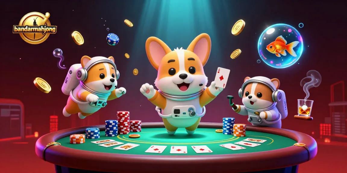Experience the thrill of bandarmahjong with colorful poker chips floating in a cosmic casino.